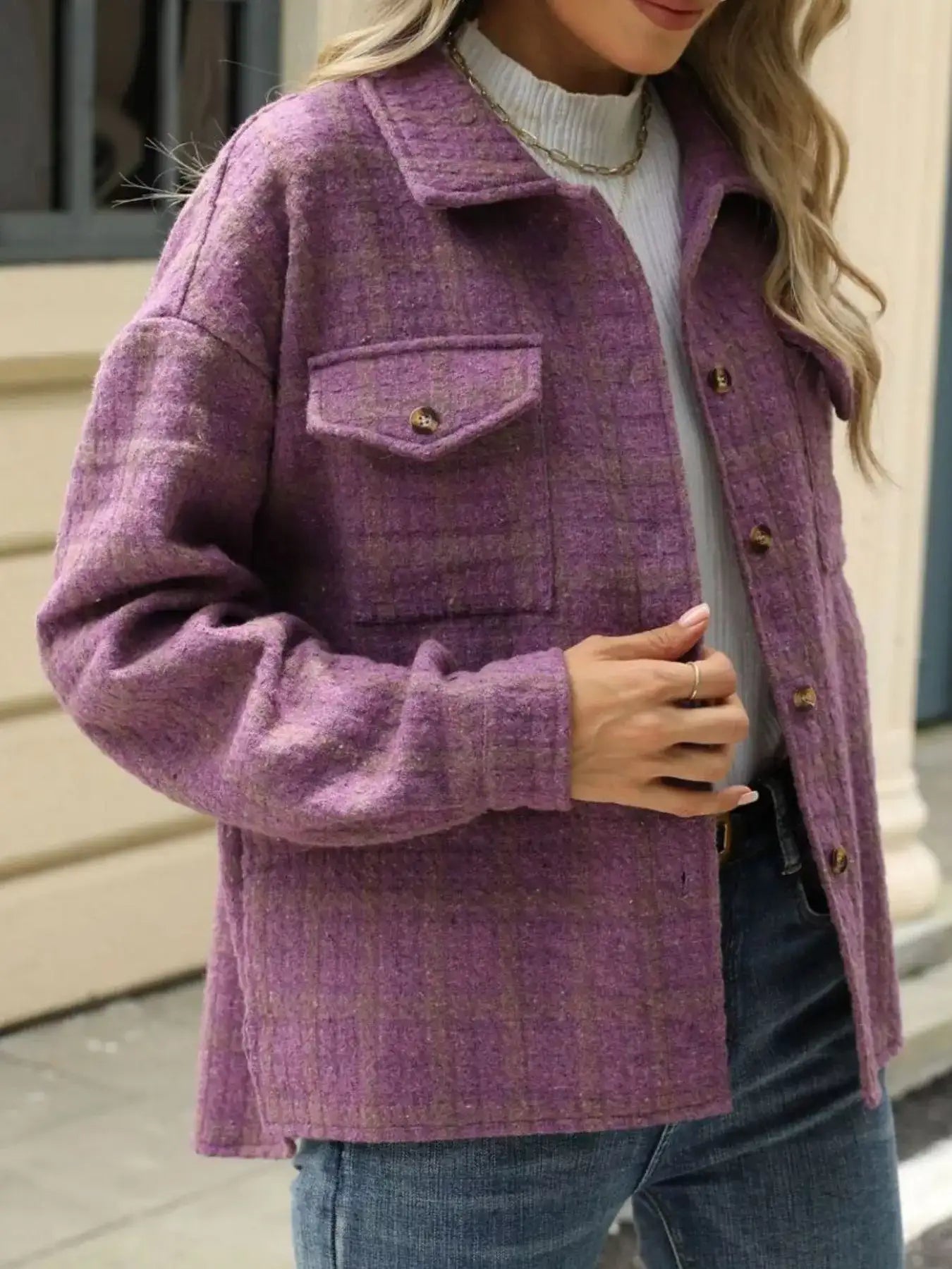 Plaid Button Up Long Sleeve Jacket - Bela Fils BoutiqueBela Fils Boutique